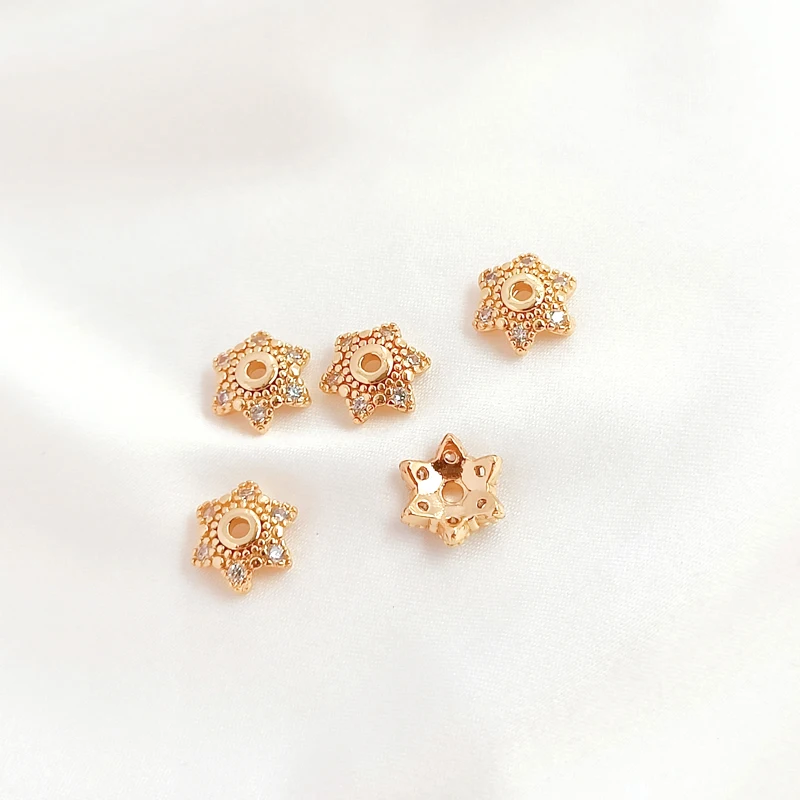 3ชิ้นทองแดง14K ทองฝัง Zircon Receptacle หมวก Septum DIY เครื่องประดับทำ Discovery สร้อยข้อมือ Spacer อุปกรณ์เสริม