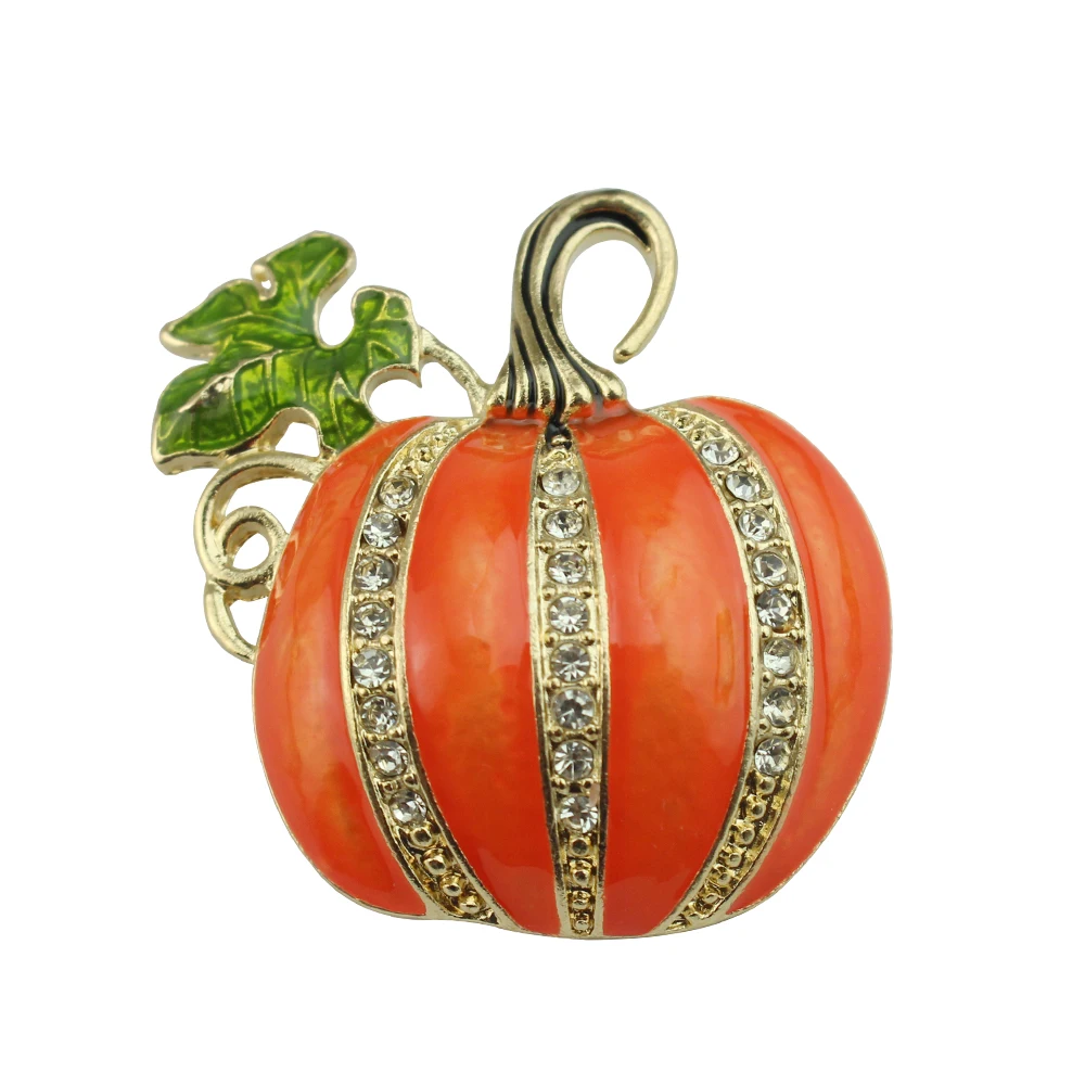 Enamel Pumpkin Brooches For Women Classic Rhinestone Halloween Brooch Pin Gifts