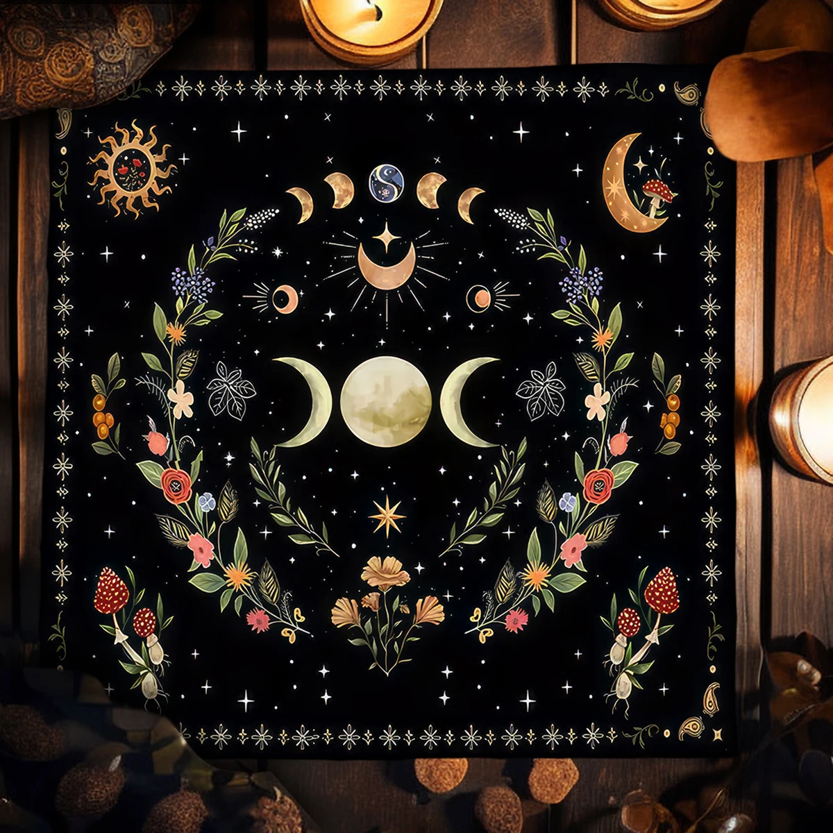 Tree of Life Tarot Card Tablecloth Divination Altar Cloth Tarot Mat Board Game Card Pad Home Decor Spiritual Oracle Card Pad