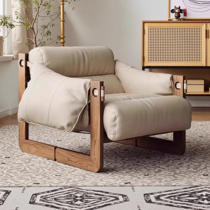 

Wooden Relax Living Room Chairs Balcony Designer Comfortable Simple Living Room Chairs Ergonomic Reading Poltrona Home Furniture