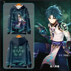 Hot game genshin impact xiao cosplay costume 3d printing oversized hoodie female/male casual sports jacket streetwear 2024