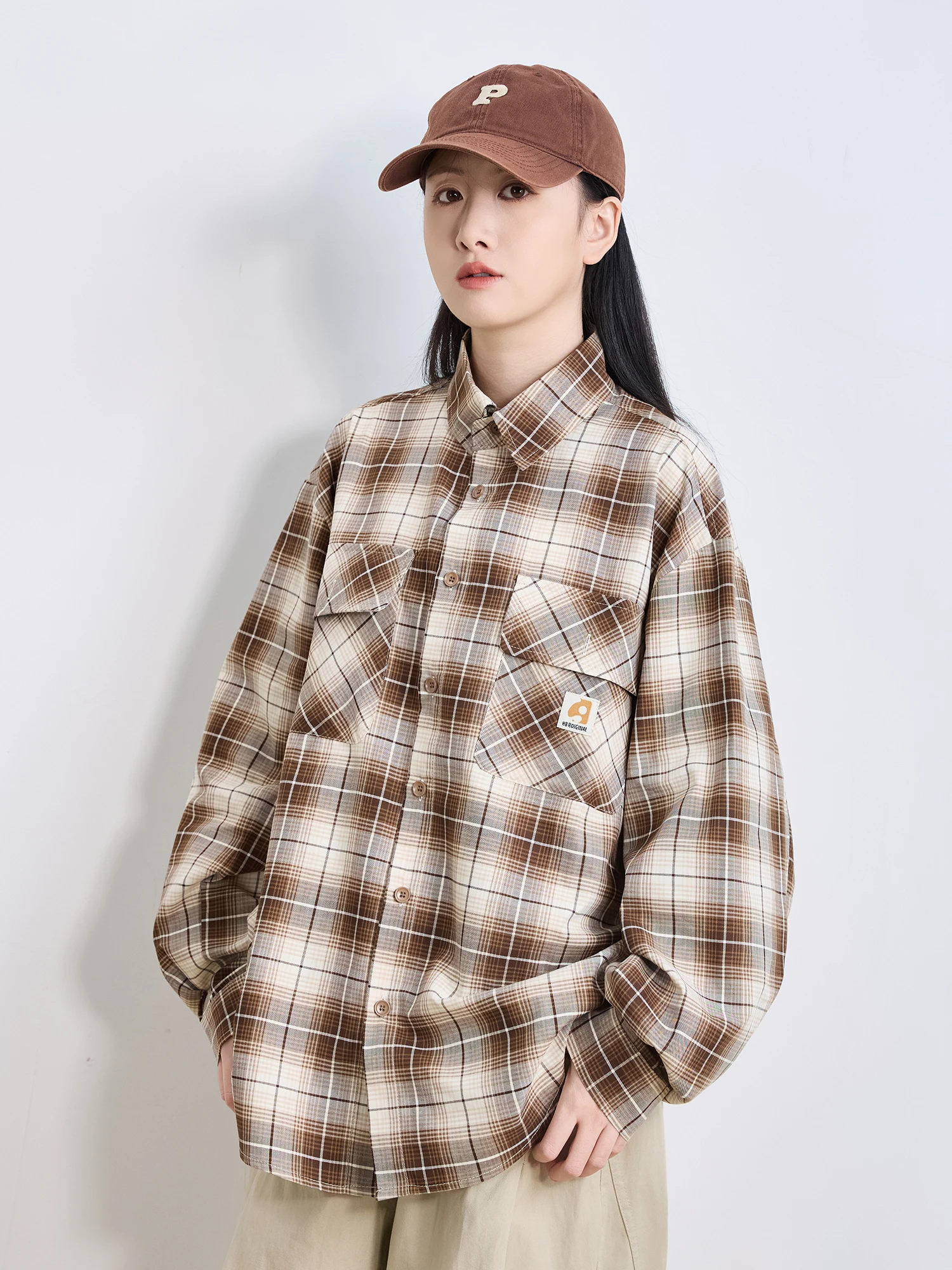 

Повседневная свободная рубашка с сетчатым узором и длинным рукавом для мужчин и женщин, весенне-осенняя одежда для пар, удобная дышащая хлопковая рубашка