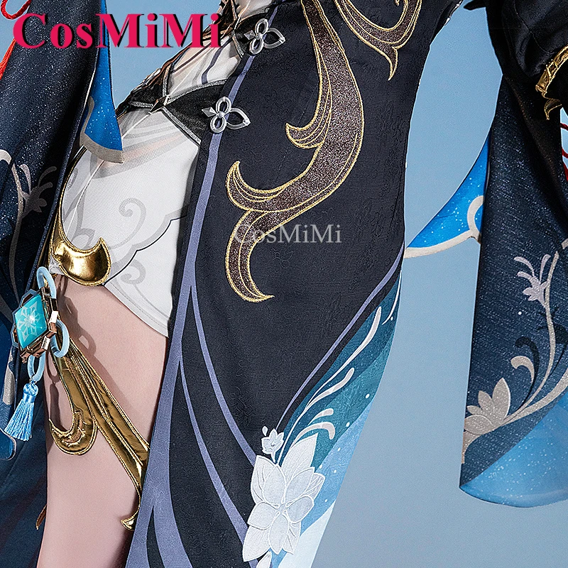 CosMiMi Shenhe Косплей Игра Genshin Impact Костюм Холодные цветы и роса Cheongsam Han Elements Карнавальная вечеринка Одежда для ролевых игр