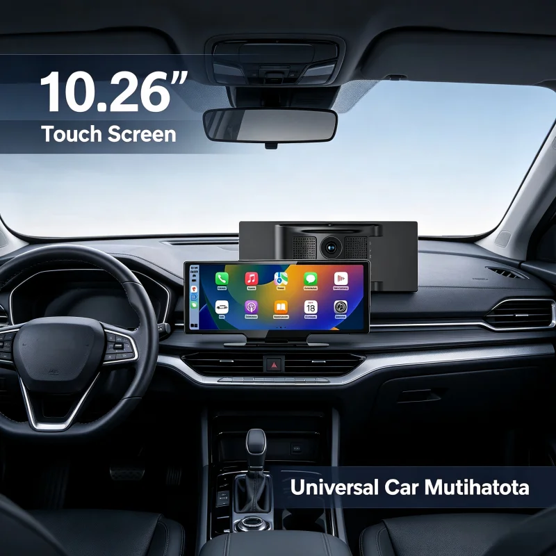 Universal Portable Wireless Carplay Screen Android Auto 4K HD Dash Cam Touchscreen Bluetooth Reverse Image AUX Output Car Stereo