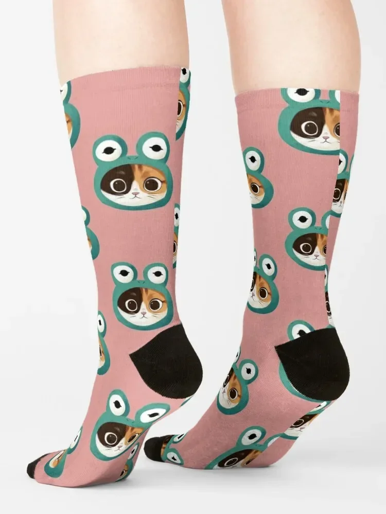 Cat with frog hat Socks Argentina Heating sock Socks Men Women's