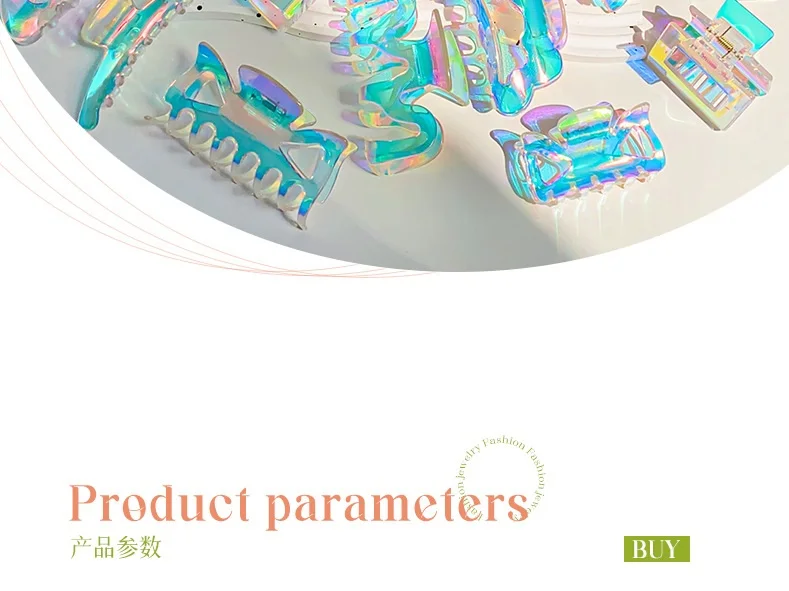 Bunte Meerjungfrau Schmetterling Klaue Clip für Frauen Laser transparente Hai Clip zurück Kopf Haarnadel Krabben Klaue Mode Haarschmuck – Detail 2