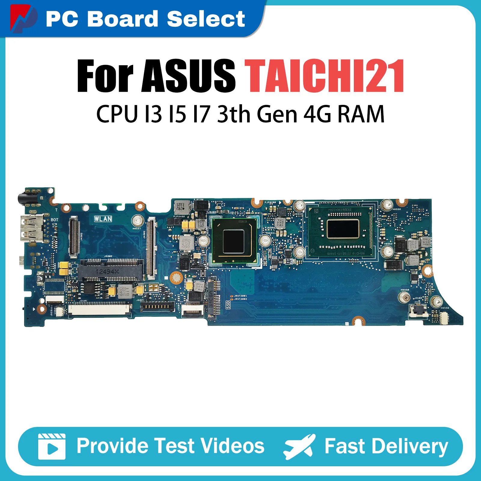 Notebook TAICHI21 Mainboard For ASUS TAICHI 21 Laptop Motherboard With I3-3217U CPU 4GB RAM