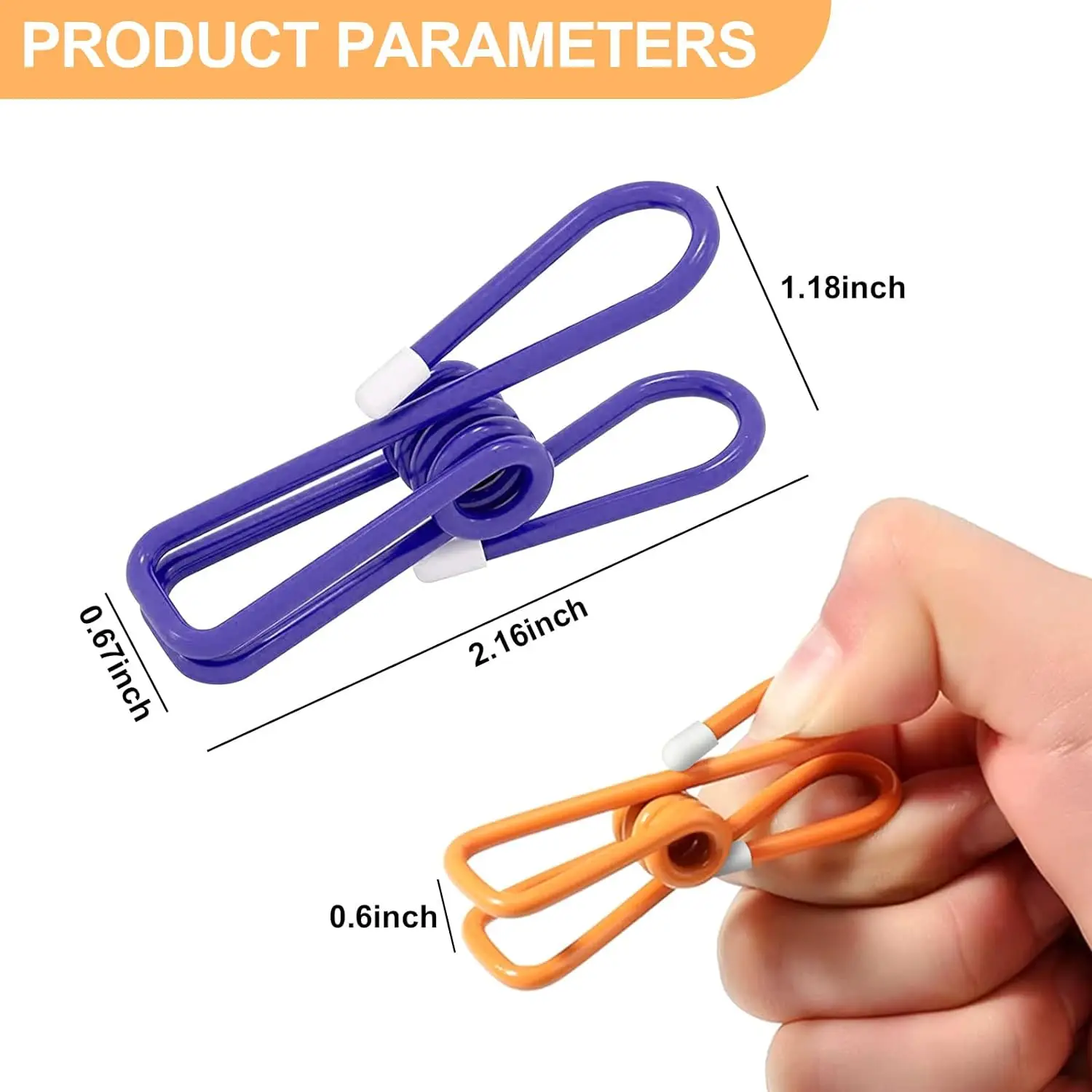 10 Pcs Steel Wire Clip Bag Clip Utility Clip Food Packages Sealing Clip Colorful PVC-Coated laundry Clothesline Clamping clothes