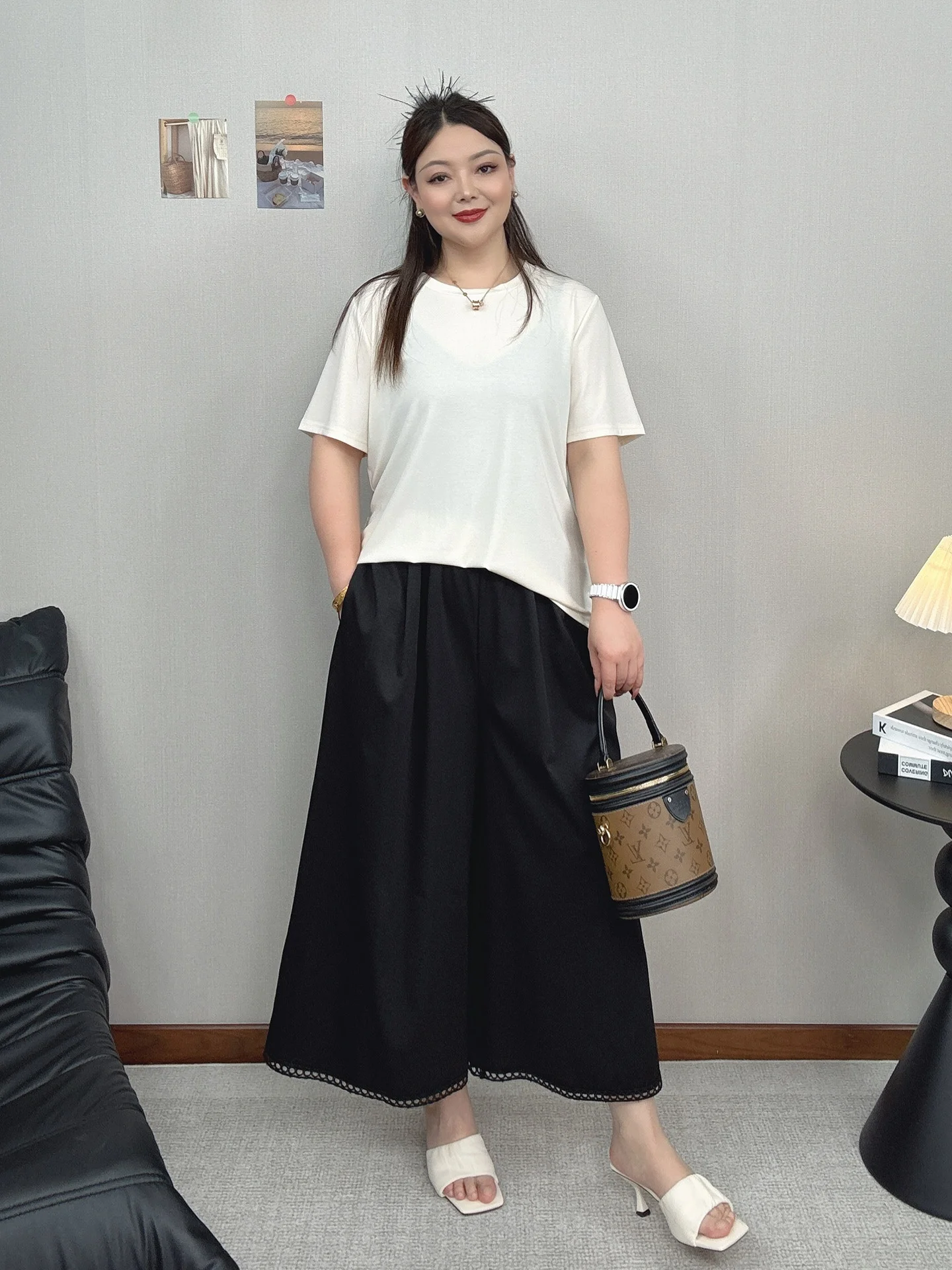 

Летние повседневные свободные брюки-кюлоты больших размеров для женщин, модные шорты-юбка с оборками, охлаждающие, повседневные брюки