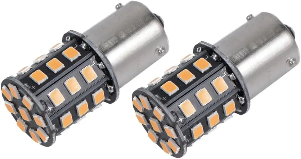 

2 упаковки, 9-30 В BAU15S PY21W 7507, высокая яркость, низкая мощность, янтарно-желтый светодиодные лампы, замена для указателей поворота