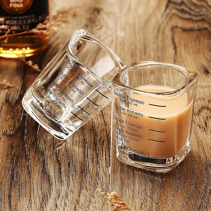 Measuring Cup for coffee, espresso shot glass, lead free, whiskey glass, novelty design, 60ml