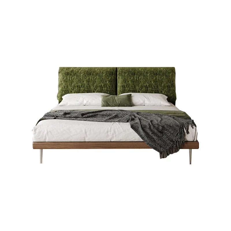 

Retro solid wood soft bag double bed