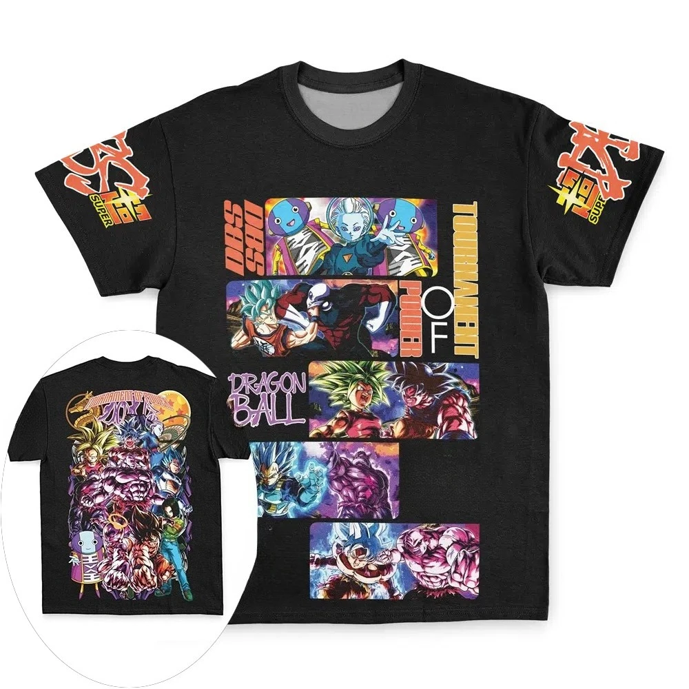 2026 Summer Oversized Dragon Ball Tee, Tournament of Power 3D Print Polyester Retro Loose Sports T-Shirt Unisex for Adults Kids