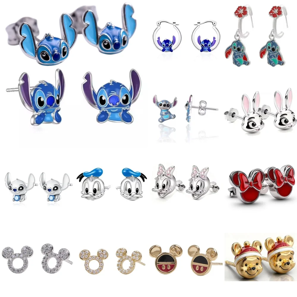 

New 925 Silver,Cartoon Cute Duck,Rabbit,Bear,Mouse,Earrings Suitable for European Women Exquisite High-quality Jewelry Gifts ﻿
