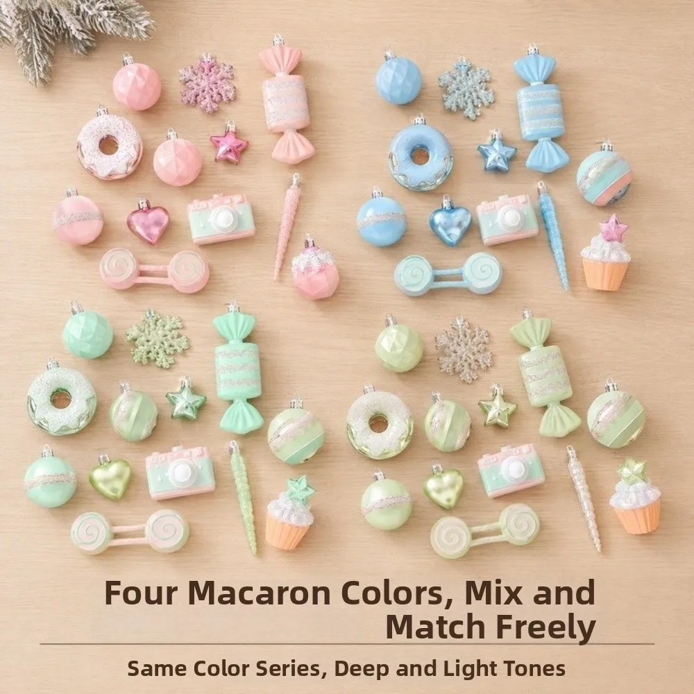 1 Set Candy Train Design Christmas Decorative Ball Set Doughnut Shape Shiny Finish Christmas Tree Ornaments Camera Shape