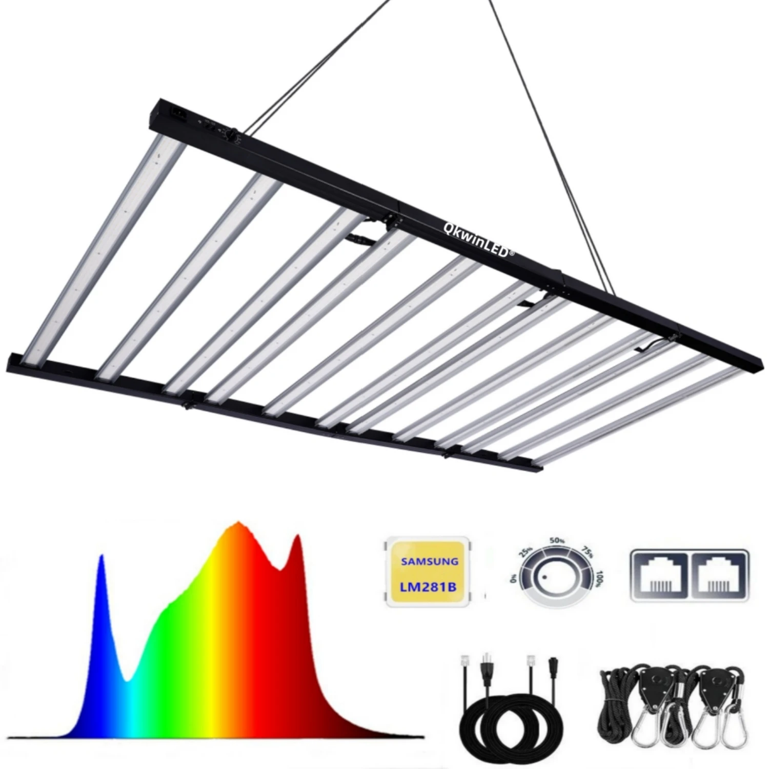 QKWIN-Lámparas de cultivo hidropónico, barra de luz LED de 720 vatios, 110CM, 1000W, 1400W, envío directo