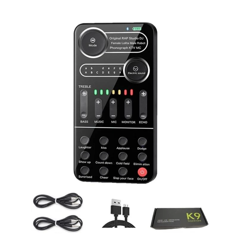 

K9 Voice Changer Ручная звуковая карта с несколькими звуковыми эффектами для микрофона/переключателя/телефона/игр/хоста потоковой передачи в реальном времени лучшая распродажа