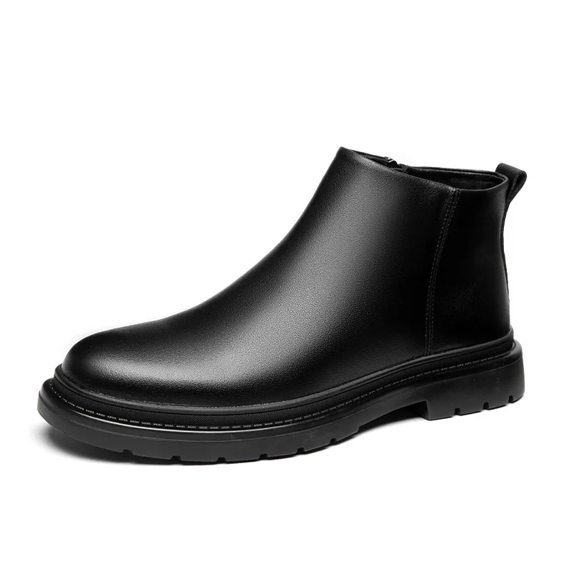 

men's casual business office dress autumn winter boots black trendy original leather shoes cowboy ankle boot chelsea botas male