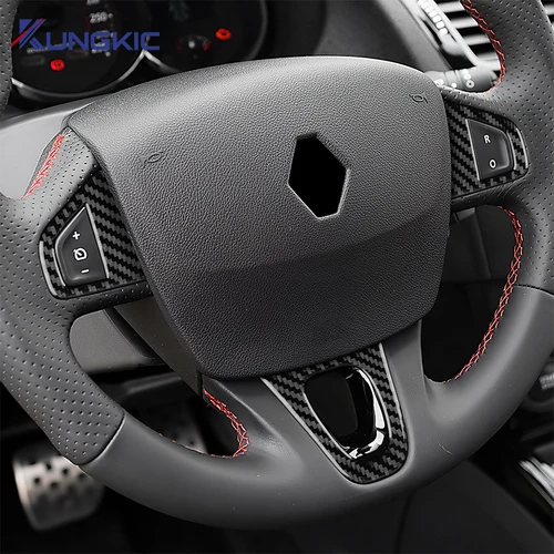 Imagen 2 del producto Para Renault Fluence Megane 3 RS Scenic 2009 2010 2011 2012 2013 2014 2015 pegatina de fibra de carbono suave Real embellecedor para volante de coche