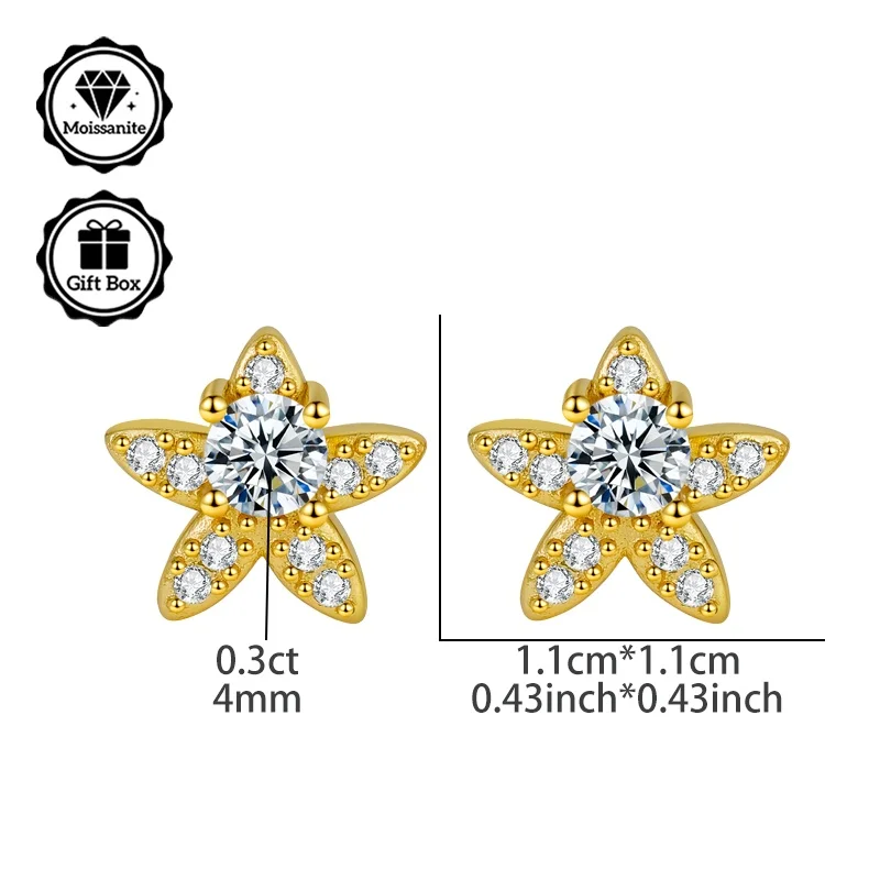 LAMVOICE 0,6 Karat Moissanit Hypoallergener Schmuck für Frauen/Ohrstecker mit Ohrringen, Weihnachtsgeschenk, hochwertiger Schmuck