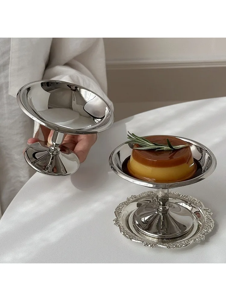 Coupes à dessert en acier inoxydable 304, coupes à glace, gobelets à salade, bols rétro à base haute pour fruits, yaourts, collations, vaisselle de bar