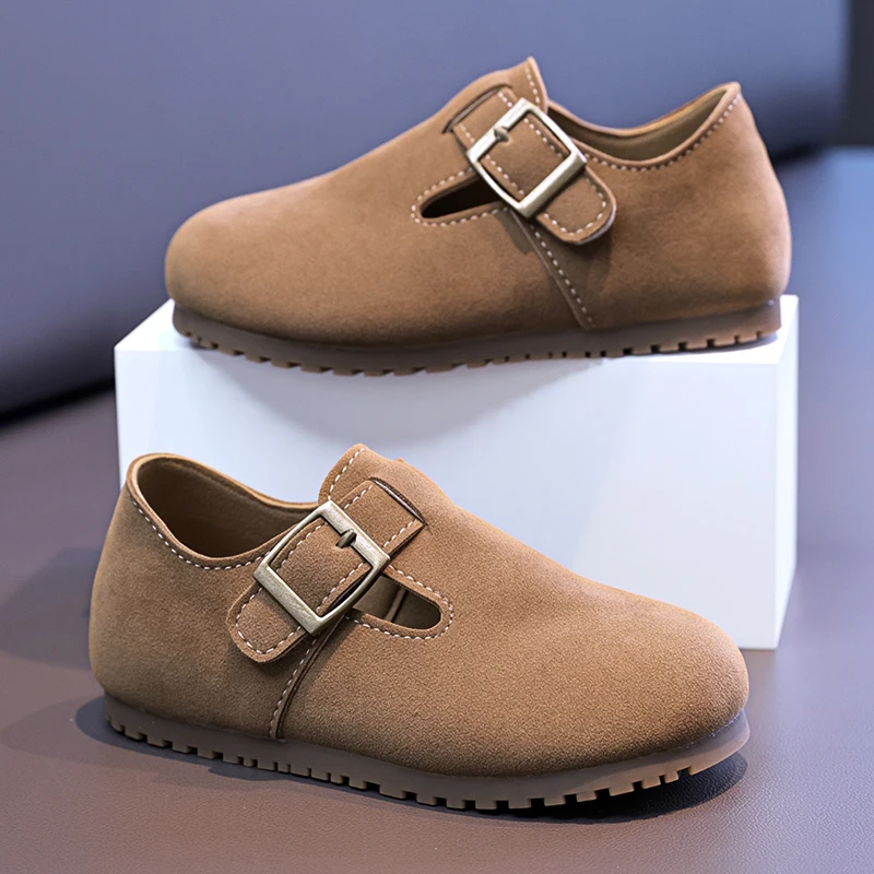 

Children Flat Shoes Suede for Winter Kids Moccasins Non-slip Soft Sole 2025 Brand New Boys Girls Leather Shoes Warm Retro Trendy