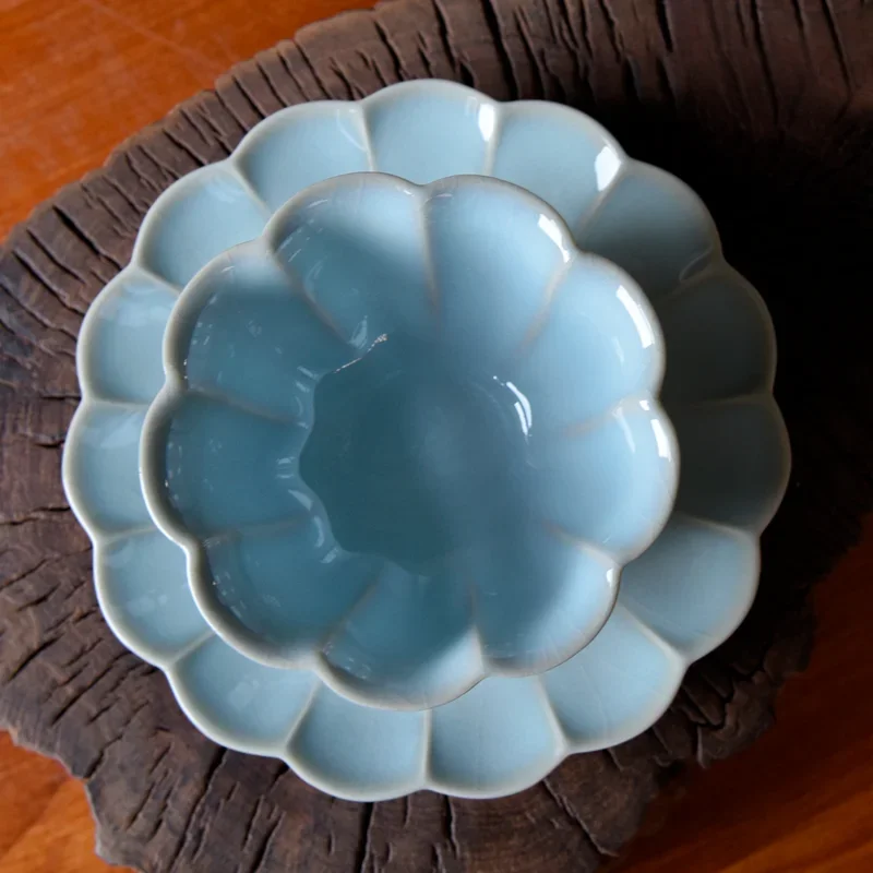 Ruzhou origin Ru porcelain, azure glaze, Baihua cup, master cup, Ru kiln, teacup, cicada wing pattern