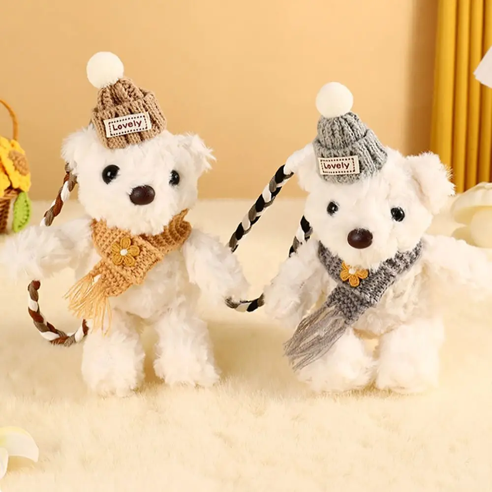 Bonito urso de pelúcia boneca chaveiro pingente pp algodão dos desenhos animados boneca saco acessórios enforcamentos ornamento presente