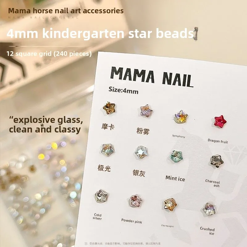 Rhinestones  Decoration New Nail Flash Star Zirconium Diamond Autumn Winter New Champagne Silver Mixed Mini Flat Nail Decoration