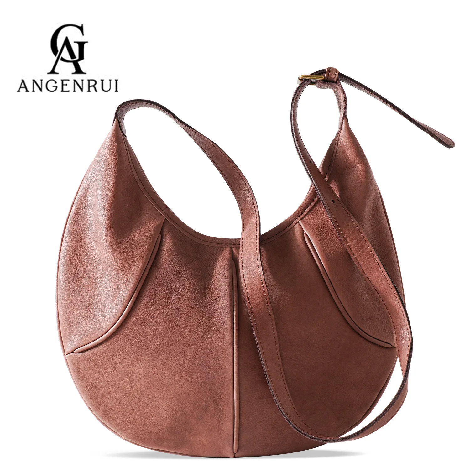 ANGENGRUI Luxury Women's Genuine Leather Crossbody Bag Large Capacity Fashion Design Casual Japanese Shoulder Bag