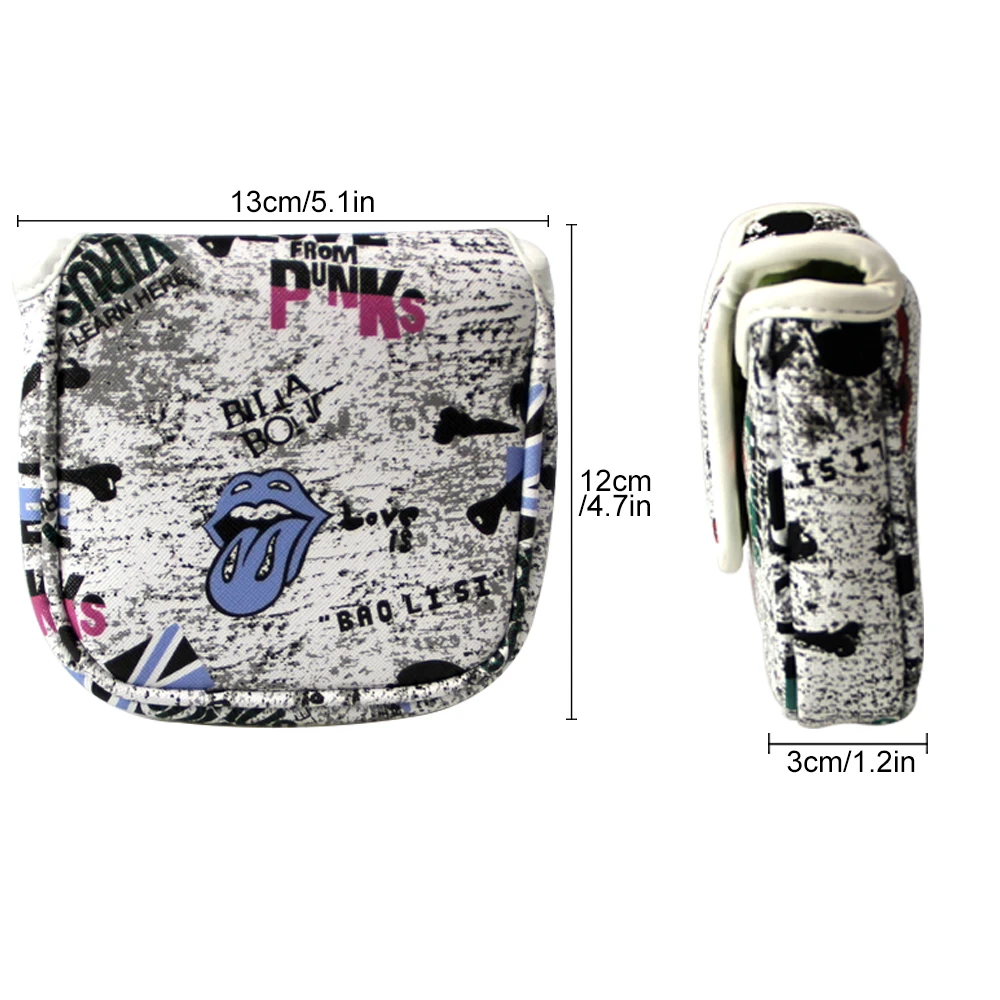 Waterproof golf mallet putter headgear square graffiti pattern PU leather with magnetic buckleoodle pattern headgear