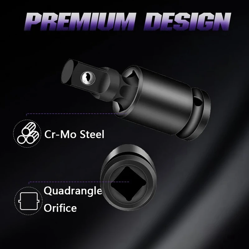 Air Cannon Universal Joint Socket, Impact Rotary Socket Set, 4-Piece, 1/4Inch, 3/8Inch, 1/2Inch, 3/4Inch Drive Set