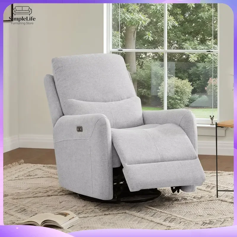 Dublin 30 Recliner Chair with 360° Rotation Heather Light Grey Polyester Sofa Lounge Chair for Living Room Bedroom
