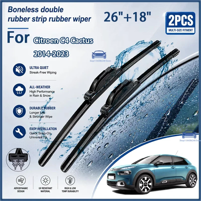 

26"+18" Front Wiper Blades For Citroen C4 Cactus 2014-2023 Windshield Rain Replacement Brushes
