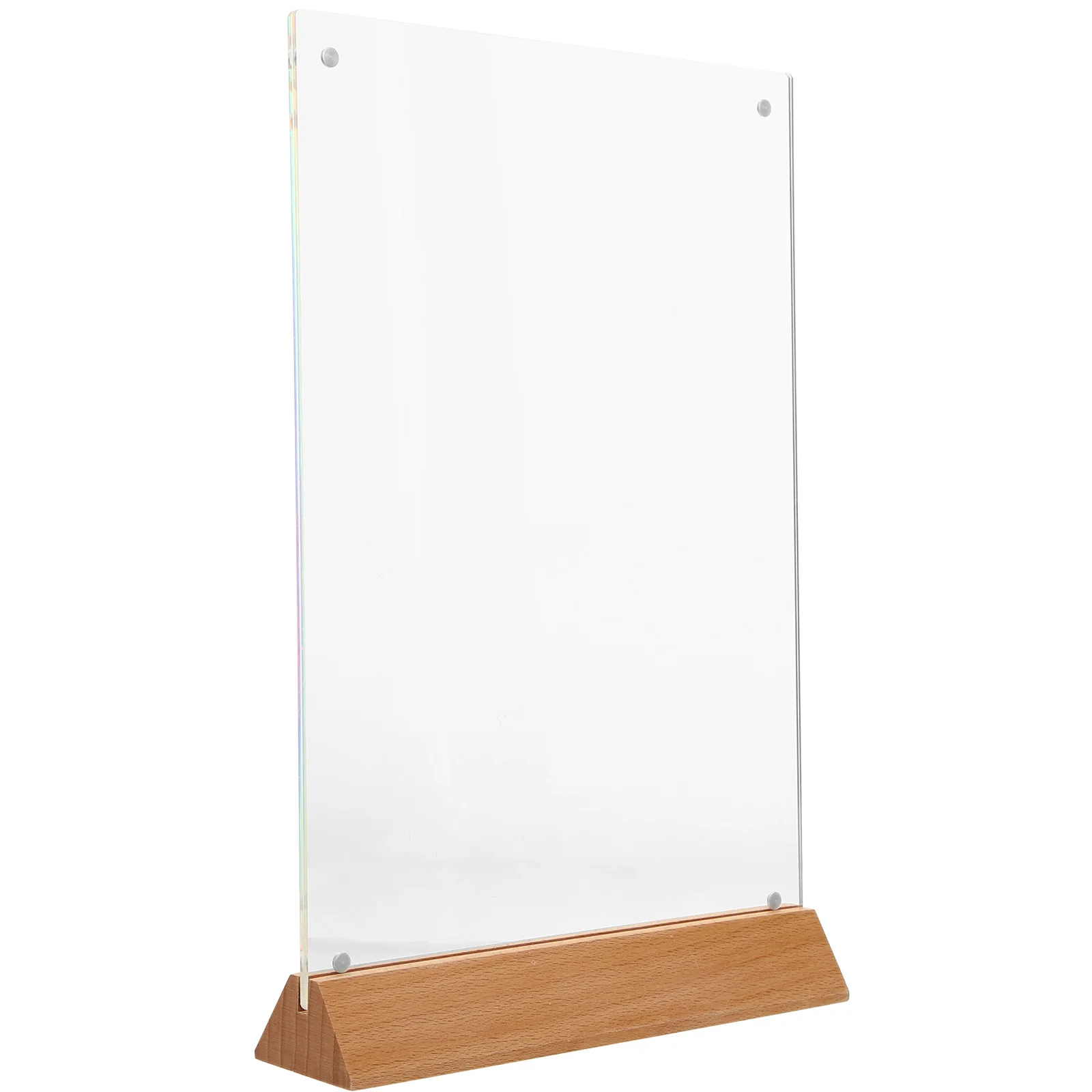 Acrylic Sign Holder Display Rack Price Tags Tabletop Menu Label Holder Wooden Base Clear Durability Wide Usage Retail