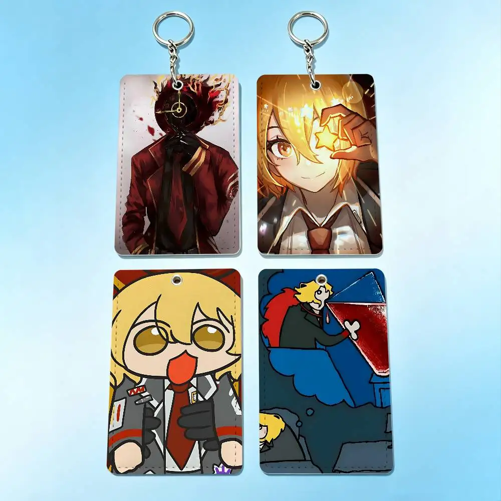 Hot Game L-Limbus Company Card Case Leather Card Holder Keychain Key Ring Door Access Tags ID Card Case Keychain