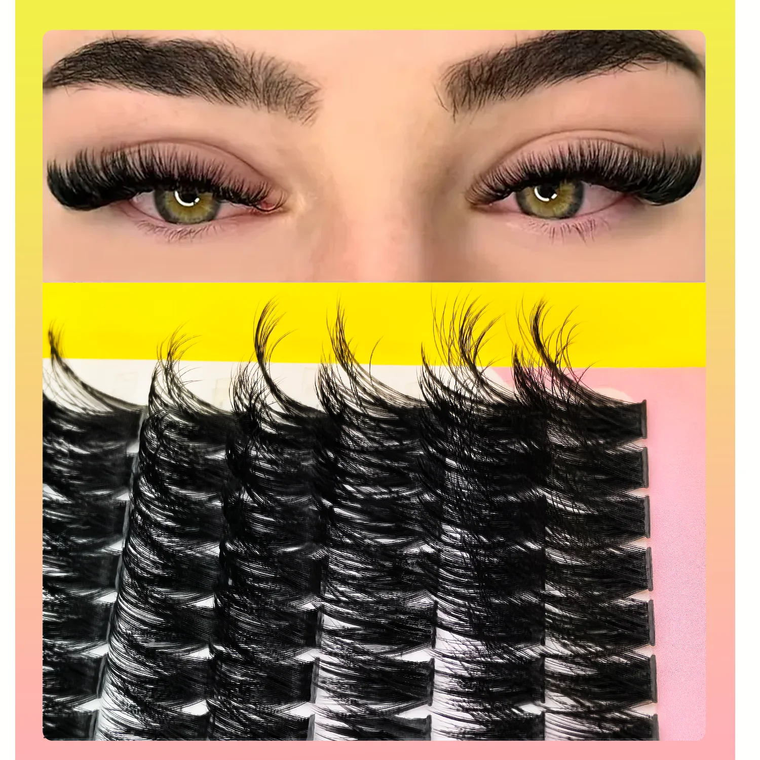 300PCS Faux Mink Lash Clusters – D Curl Long Individual Eyelashes, Soft & Natural Wispy Volume Lash Extensions, Mixed Length DIY Eyelash Extension Kit for Salon & Home Use, Lightweight False Eyelashes for Daily Makeup