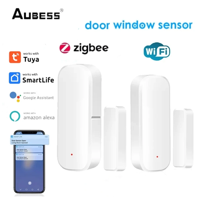 Tuya zigbee/wifi sensor de porta inteligente janela porta aberta fechado detectores casa inteligente controle remoto via alexa google casa inteligente vida