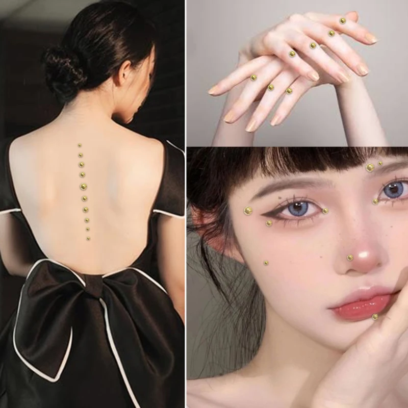 1Sheet Gold Silver Lip Nail Sticker Self Adhesive Waterproof Non Piercing Face Body Jewelry Acrylic Fake Piercing