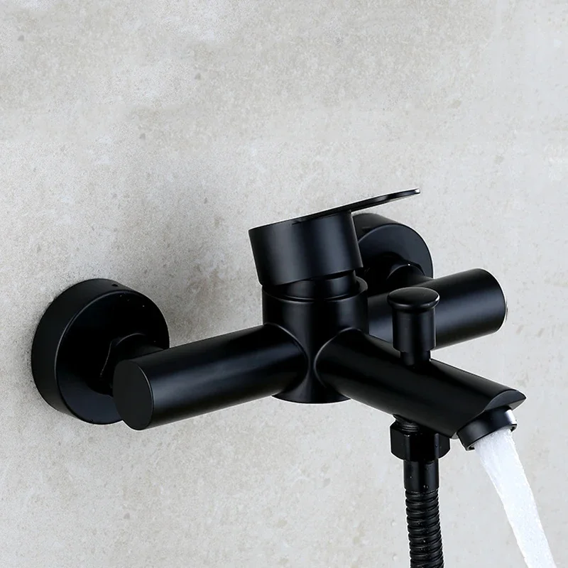 

304 Stainless Steel Bathroom Faucet Shower Black Faucet Wall Mounted Bathtub Shower Mixer Tap Shower Faucet Mixer Taps
