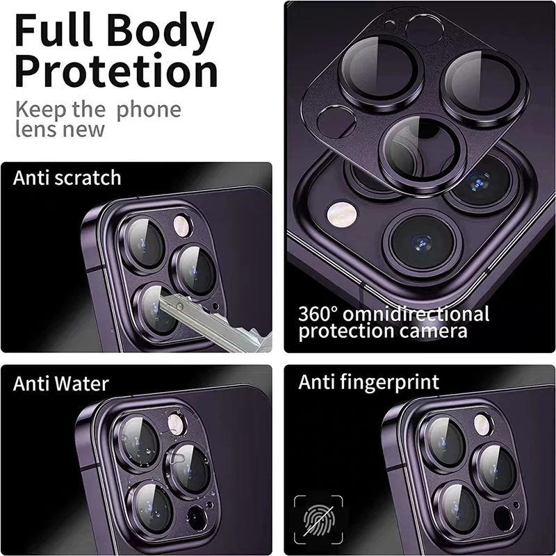 3D Metal Ring Camera Lens Protector For iPhone 17 Pro 15 13 Mini 14 16 Pro Max Plus 17Air Camera Protection Glass Full Cover Cap