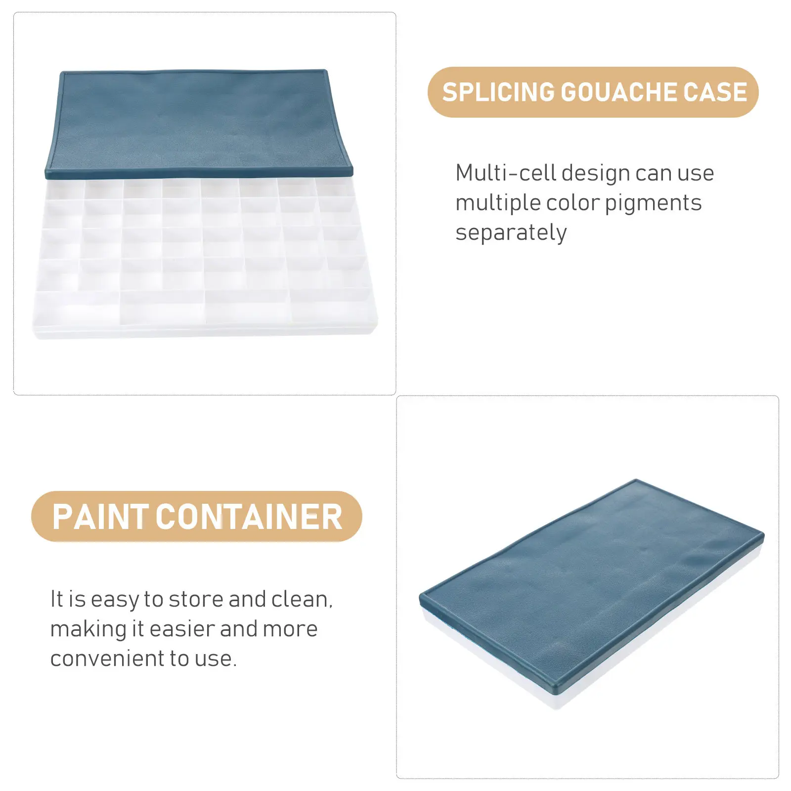 3Pcs Plastic Watercolor Box Large-Capacity Pigment Holder Easy to Clean Paint Container for Craftsmen Professionals