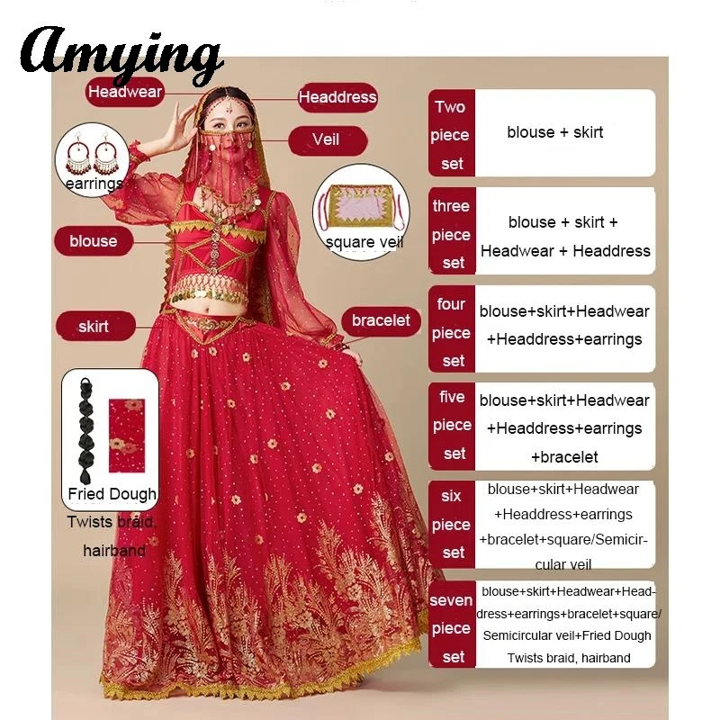 Women Long Sleeved Costume Arab Indian Festival Cosplay Performance Outfit Belly Dance Big Swing Long Dress Princess Clothing