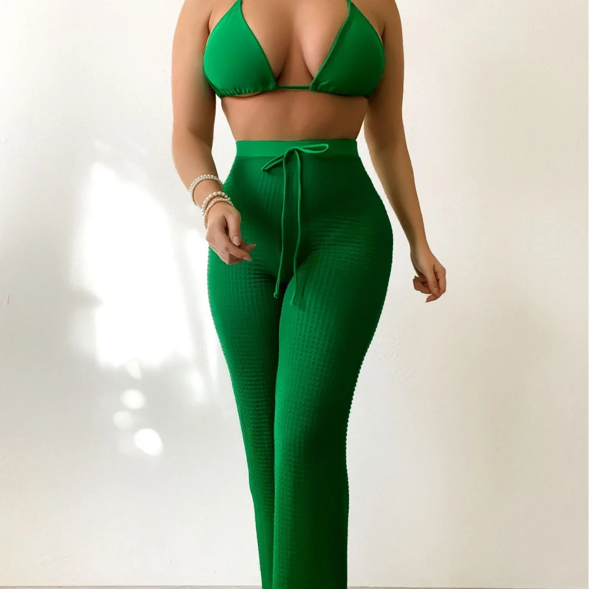New European and American Style Bikini High Waist Sexy Strap Triangle Cup Swimsuit Popular Swimsuit Swimsuit 2434