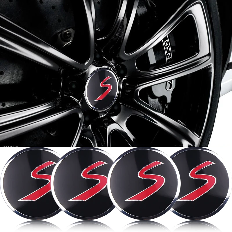 4PC 56MM Aluminum S Badge Car Wheel Center Cover Hub Caps Sticker for Mini Cooper R50 R52 R53 R56 R57 R58 R60 F60 F56 Accessorie