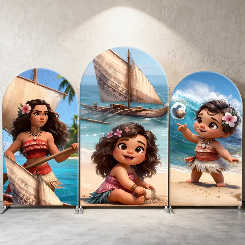 

Baby Moana Arch Backdrop Cover Disney Theme Party Decoration for Kids Birthday Baby Shower Photo Booth Props Event Decorations