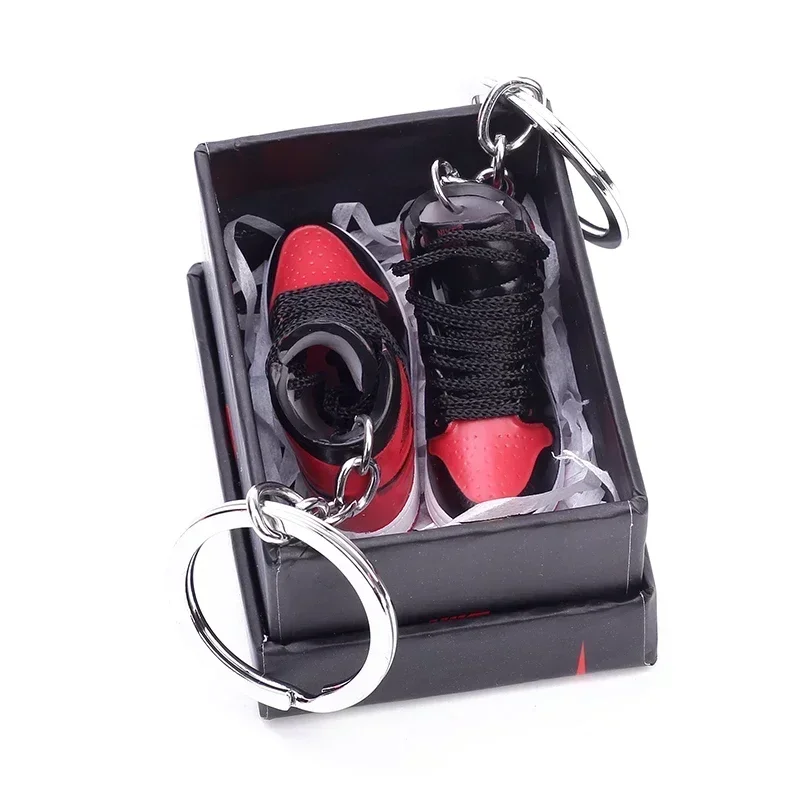 Mini sports shoe car keychain, phone key, model pendant, exquisite gift, shoe souvenir, a pair with box, 3D, Josports