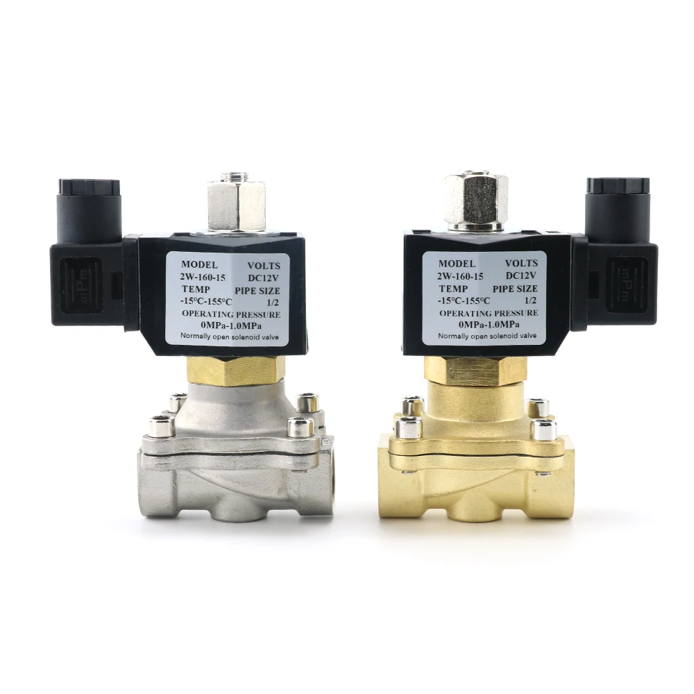 High Temperature Normally Open Brass Stainless Steel Solenoid Valve DN15 DN20 1/2'' 3/4'' with FKM Seal DC24V DC12V 220V