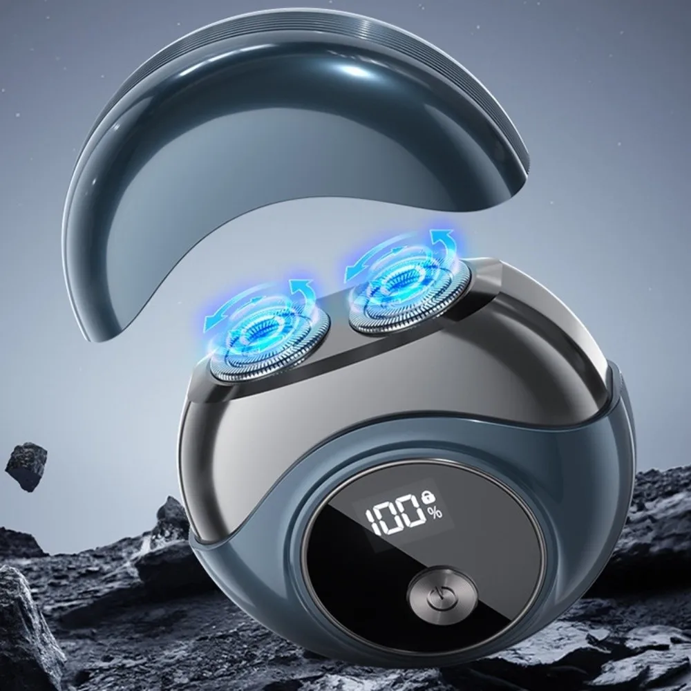 ミニufo電動シェーバー-磁気カバー-充電式-回転式髭剃り-ダブルヘッド-ipx7防水-髭剃り