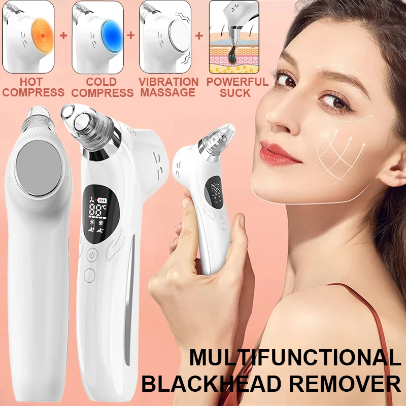 

Pore Deep Cleaning Machine Multifunctional Vacuum Blackhead Remover Cold/Hot Compress 5 Adjustment Modes & 5 Suction Heads